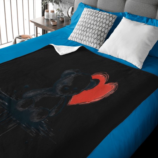 Discover Cute Teddy Bear With Hearts (Ink Design) (4) Baby Blankets