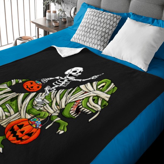 Discover Skeleton Riding Mummy TRex Halloween Baby Blankets