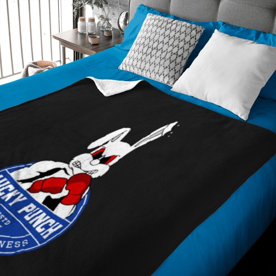 Discover Lucky Punch Boxing Bunny - Blue Corner Baby Blankets