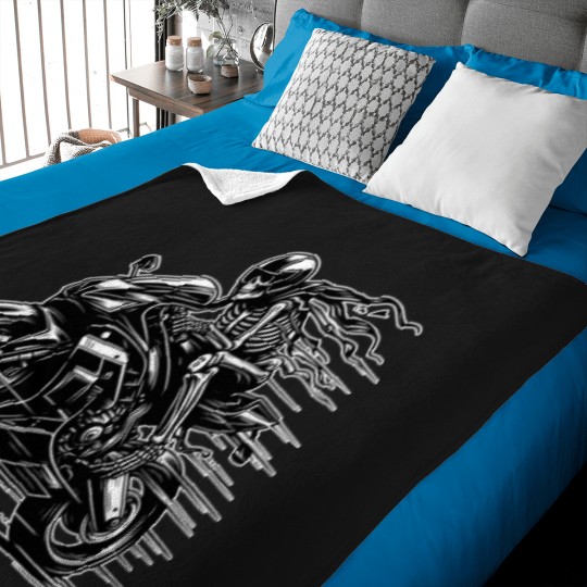 Discover Skeleton Dark Motorcycle Racing Byker Racing Car Nascasr Moto Gps Chopper Ogirdor (15) Baby Blankets