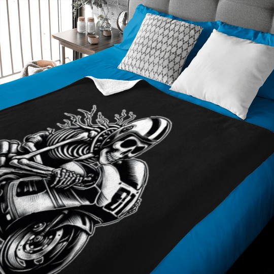 Discover Skeleton Dark Motorcycle Racing Byker Racing Car Naascar Moto Gps Chopper Ogirdor Baby Blankets