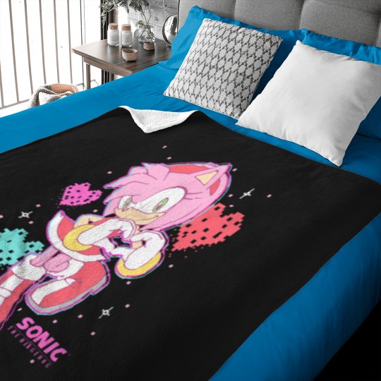 Discover SonicCC The HedgehogG Valentine'S Day Cute Amy Rose Retro Logo T-Shirt Baby Blankets