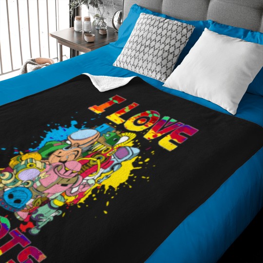Discover Love Robots Funny Robotics Baby Blankets