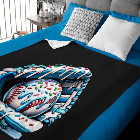 Discover baseball drip ice cream sprinkles baseball glove Baby Blankets