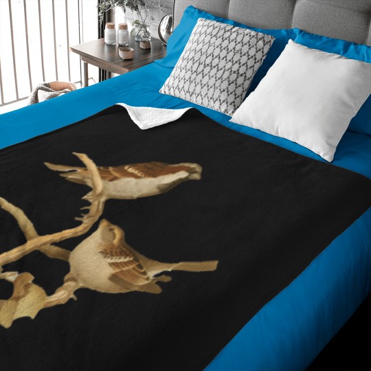 Discover House Sparrow Baby Blankets