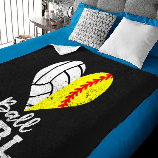 Discover ball girl heart funny softball volleyball premium Baby Blankets