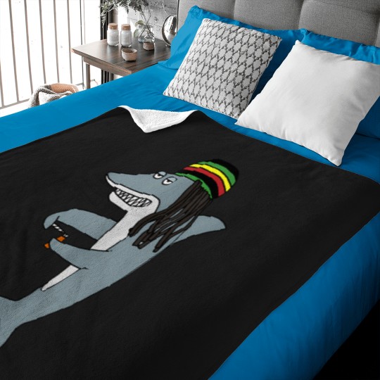 Discover Reggae-Shark-Funny-Dreadlock-Rasta T-Shirt Baby Blankets