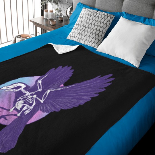 Discover Crow Skeleton And Moon T-Shirt Baby Blankets