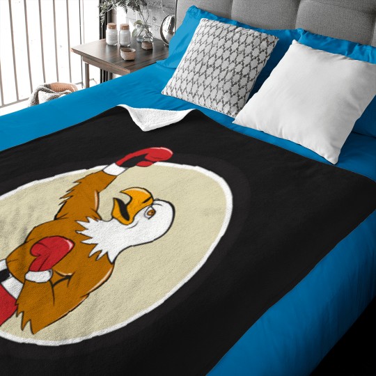 Discover Bald Eagle Boxer Pumping Fist Circle Cartoon T-Shirt Baby Blankets