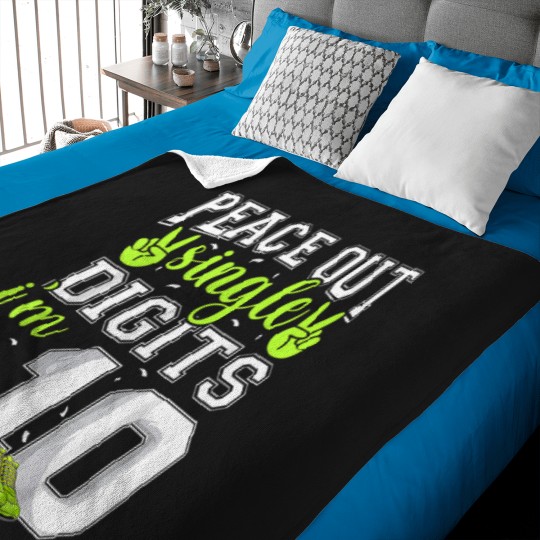 Discover 10Th Birthday Shirts Boys Soccer Peace Out Single Digits T-Shirt Baby Blankets