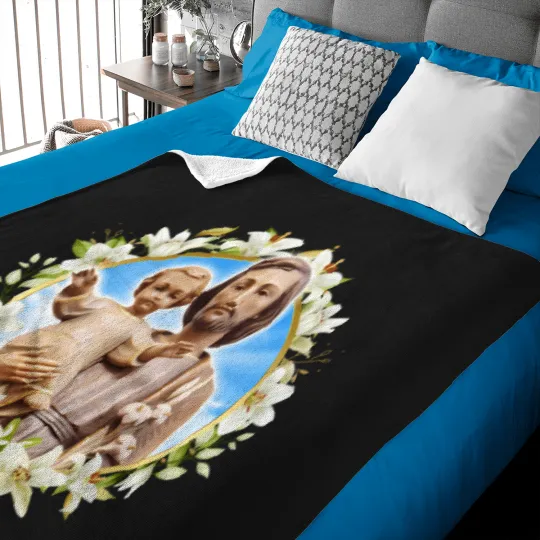 Discover Saint Joseph and Jesus - Lilies (S�o Jos� e Jesus)A�ucena Baby Blankets