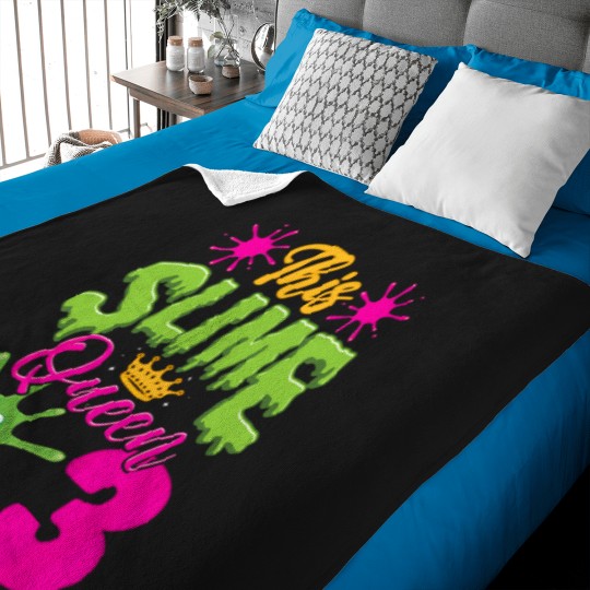 Discover Kids-This-Slime-Queen-Is-3-Slime-3Rd-Birthday-T-Shirt Baby Blankets