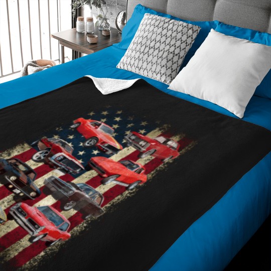 Discover Vintage Classic Muscle Car Retro American Flag Patriotic Baby Blankets