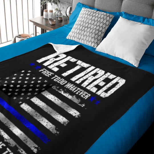 Discover Retired-Police-Officer-Shirt-Funny-Retired-Thin-Blue-Line-T-Shirt Baby Blankets
