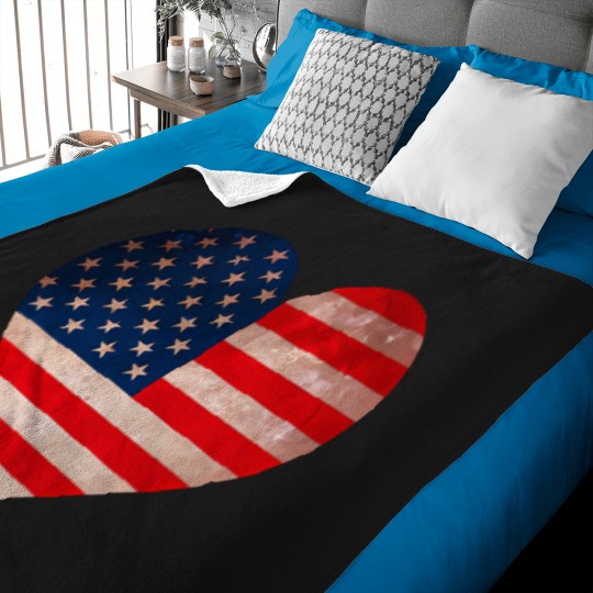 Discover Grunt-Usa-Flag-Heart-Patriotic-American-Flag-Worn-Flag-Pullover-Hoodie T-Shirt Baby Blankets