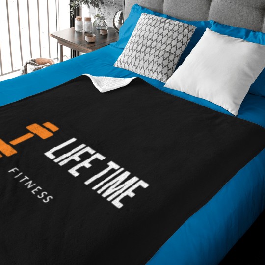Discover Lifetime Fitness Black Tee Baby Blankets