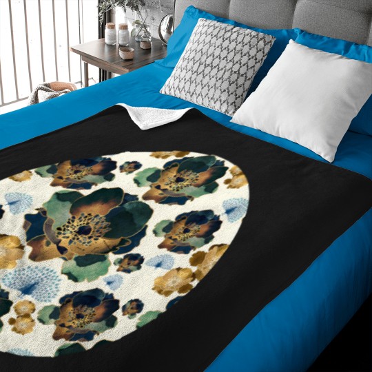 Discover Indigo Flowers And Peacocks Baby Blankets