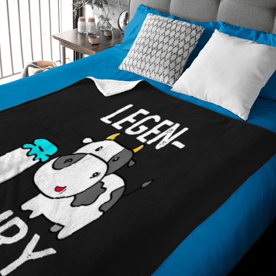 Discover Legendairy-Cute-Cow-Milk-Joke-Legen-Dairy-Cow-Milk-Legendary-T-Shirt Baby Blankets
