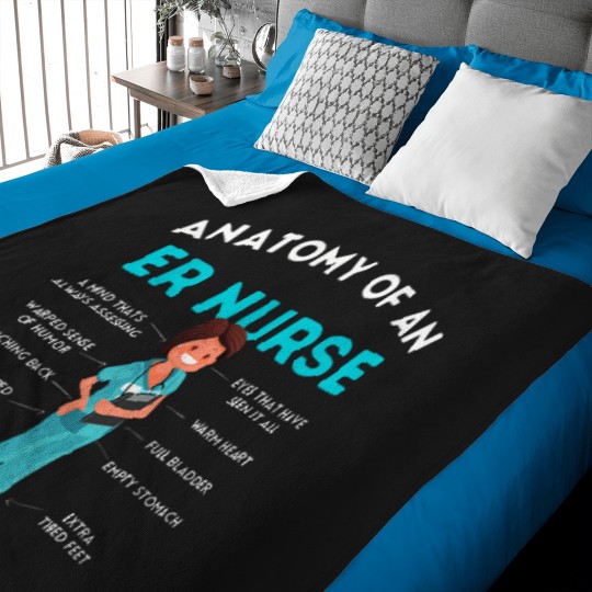 Discover Anatomy-Of-Er-Emergency-Nurse-Funny-Proud-Nurse-Appreciation-T-Shirt Baby Blankets