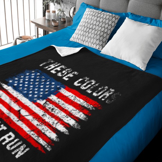 Discover These-Colors-American-Flag-Don'T-Run-Retro-Vintage-Patriotic-T-Shirt Baby Blankets