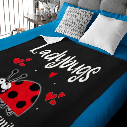 Discover Womens Adorable Ladybugs Make Me Smile Women Girls Kids V-Neck T-Shirt Baby Blankets