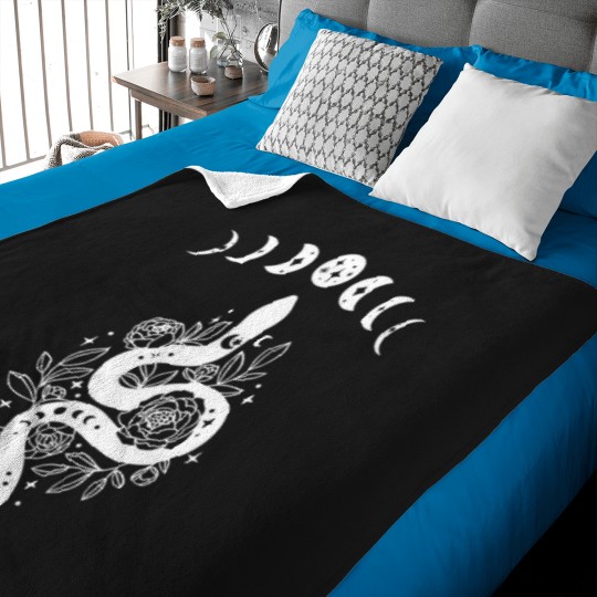 Discover Celestial Snake, Mystical Lunar Snake, Celestial Mystical Floral Moon Snake Baby Blankets