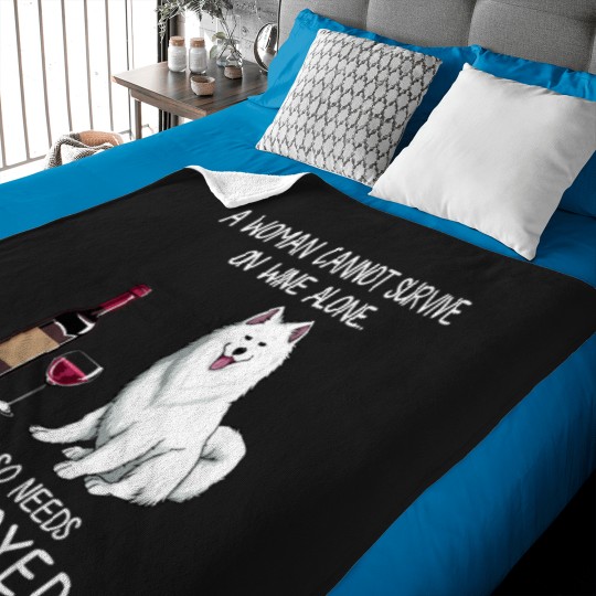 Discover Samoyed and wine Funny dog Baby Blankets