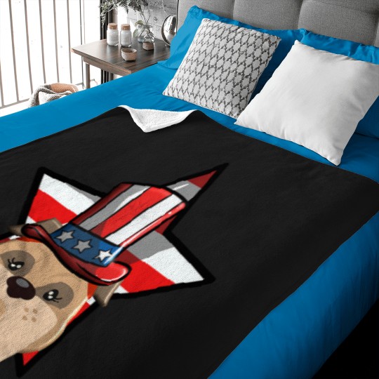 Discover Funny American Bulldog USA Flag Star 4th July Baby Blankets