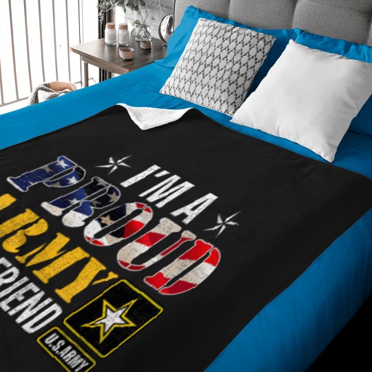 Discover I'M-A-Proud-Army-Girlfriend-American-Flag-Military-Veteran-T-Shirt Baby Blankets
