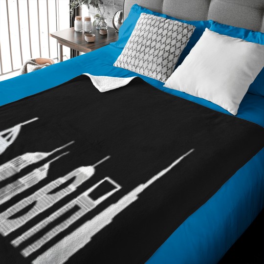 Discover Dubai Skyline Famous Buildings Typography Baby Blankets