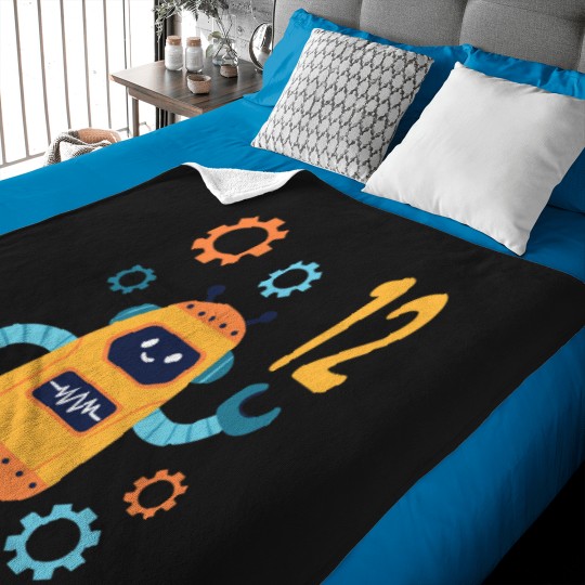 Discover 12Th Birthday Cute Robot 12 Year Old Funny B-Day Matching Baby Blankets