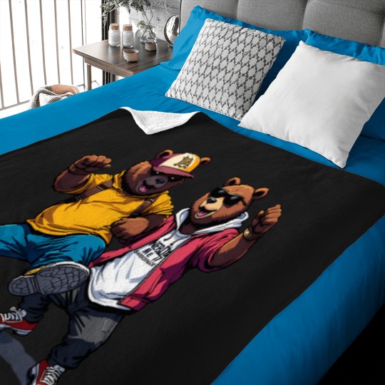 Discover Street Dance Hip-Hop Bears Baby Blankets