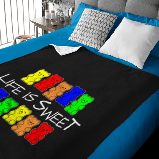 Discover Life is Sweet Gummy bears rainbow colors Baby Blankets