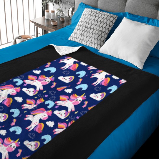 Discover Colorful Seamless With Unicorns Baby Blankets