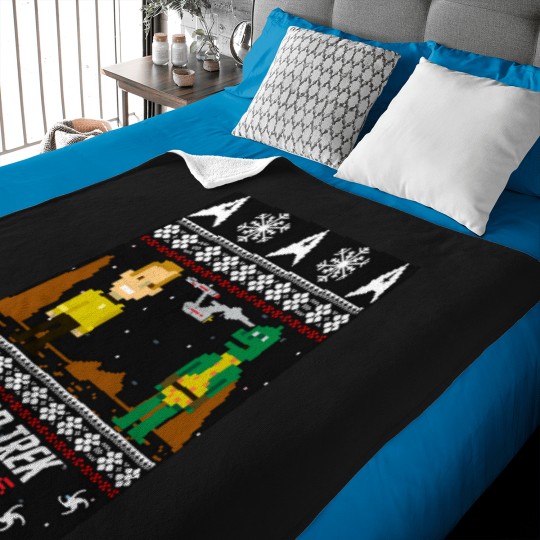 Discover startrek2020 Trexels Pixelated Captain Kirk Christmas Sweater Baby Blankets