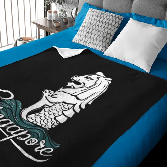 Discover Singapore-Iconic-Merlion-Lion-Asia-Travel-Souvenir-T-Shirt Baby Blankets