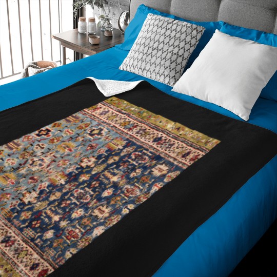Discover Dusty Blue Green Kuba 19th Century  Colorful Yellow Bands Rug Baby Blankets
