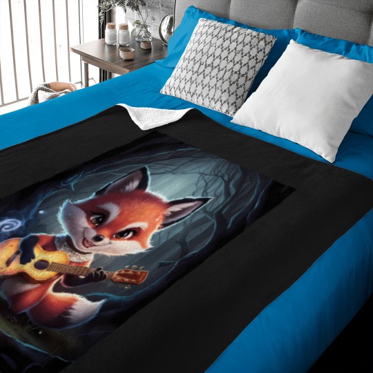 Discover Fox Portrait playing guitar musical character fantasy whimsical Baby Blankets