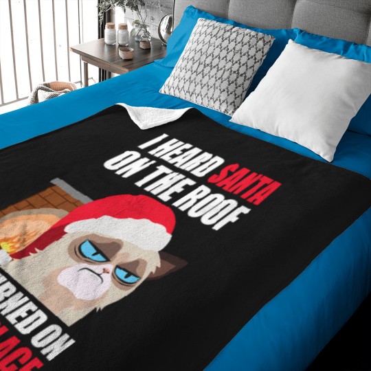 Discover Funny Christmas Cat Hates Santa Grumpy Annoyed Cats Baby Blankets