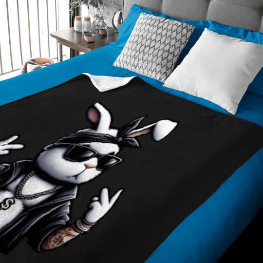 Discover Cool Hipster Pop Star Gangster Bunny Baby Blankets