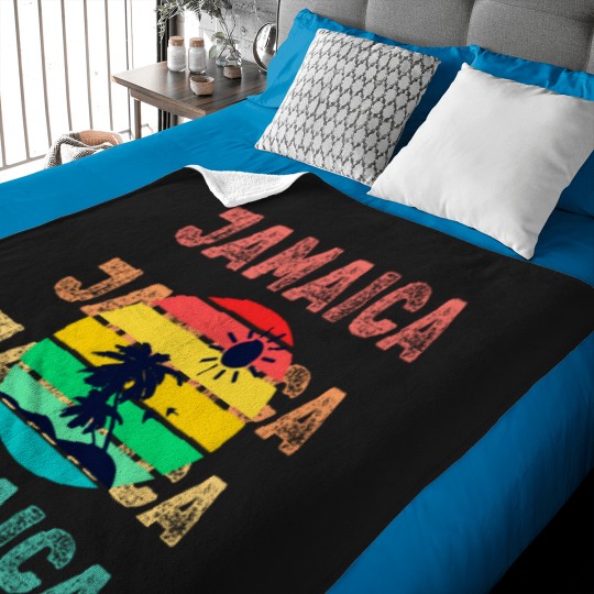 Discover Jamaica Paradise Life, Sunset and Palm Trees Baby Blankets