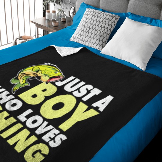 Discover Just A Boy Who Loves Fishingjust a boy who loves fishing Baby Blankets