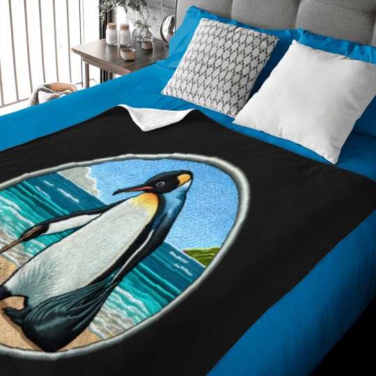 Discover Beach Cleanup Penguin Embroidery-Style Ocean Advocate Baby Blankets