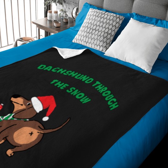 Discover Dachshund through the snow Classic Baby Blankets
