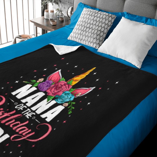Discover Nana Of The Birthday Girl Unicorn Girls Family Matching Baby Blankets