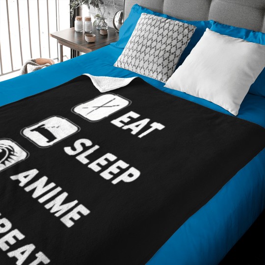 Discover Anime Design - Eat Sleep Anime Repeat Baby Blankets