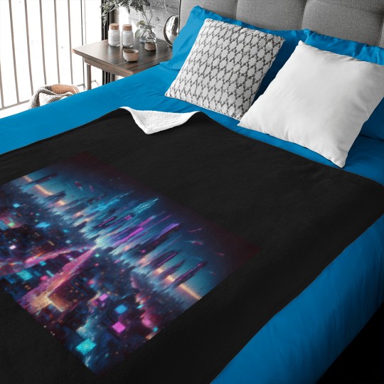 Discover 4778 Cyberpunk Neon Metropolis Active T-Shirt Baby Blankets