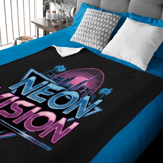 Discover 5731 Neon Vision Retro Futuristic Vaporwave City Skyline Active T-Shirt Baby Blankets