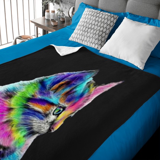 Discover Rainbow Space Kitten Baby Blankets