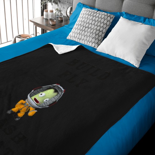 Discover Build-Fly-Crash-Repeat--Kerbal-Space-Program--Kerbals--Kids-Cartoon T-Shirt Baby Blankets